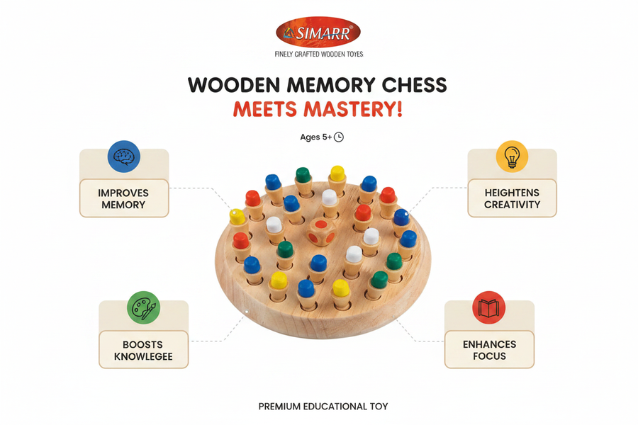 Simarr Wooden Memory Chess feature highlights