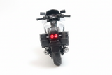 White black RACE sport tourer motorcycle rear view white background