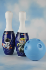 Jumbo Bowling Set - detail close-up of space-themed pins and ball