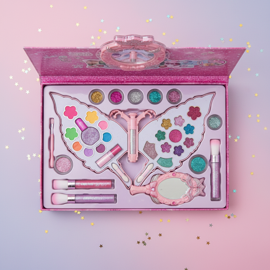 K-Pop Demon Hunters makeup kit flat lay open box