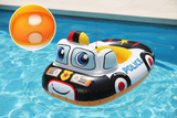 Police Car Float floating on water close up detail