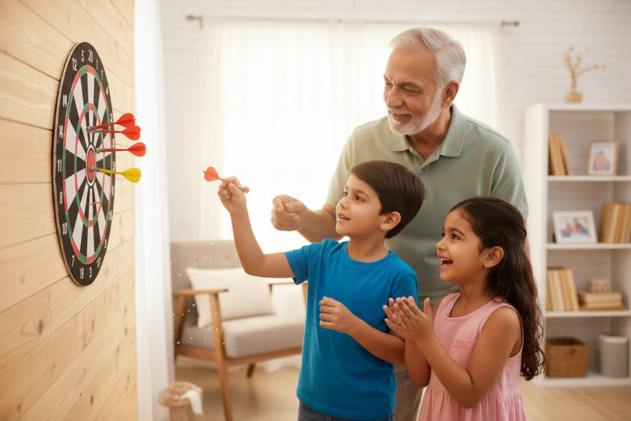 3 in 1 Dart Game Senior - lifestyle shot with children playing