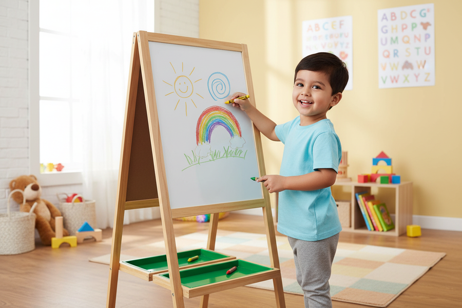 Child drawing on 3-in-1 Standing Easel