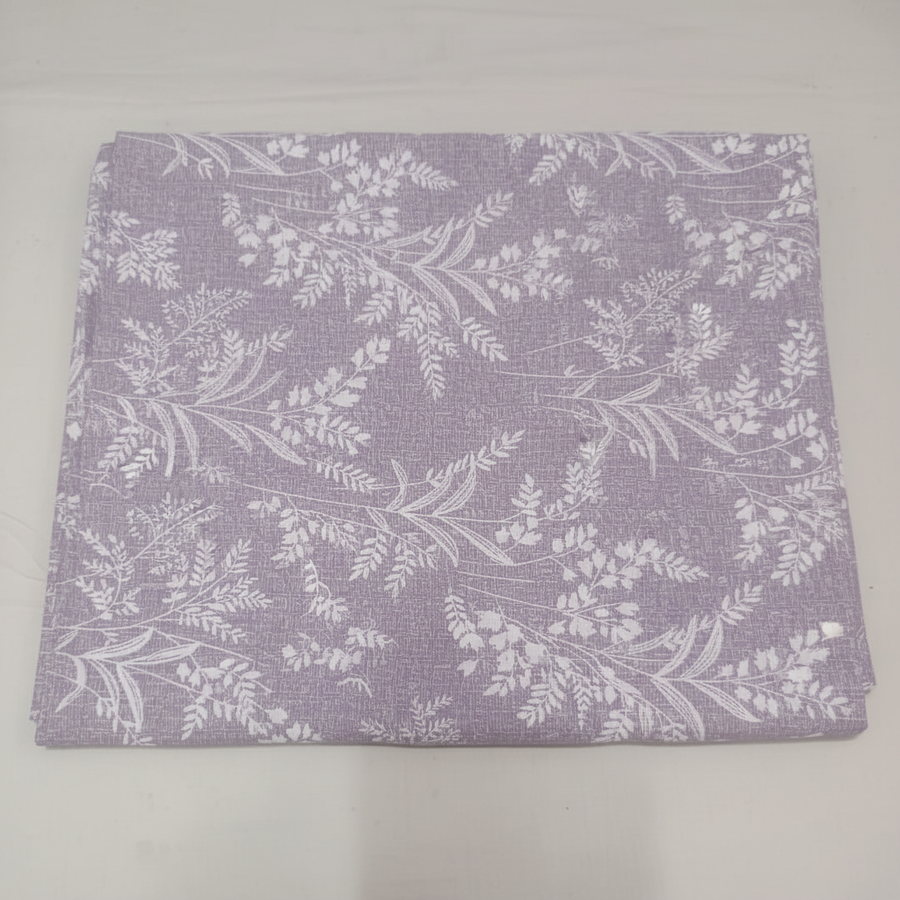 Lavender comforter flat lay