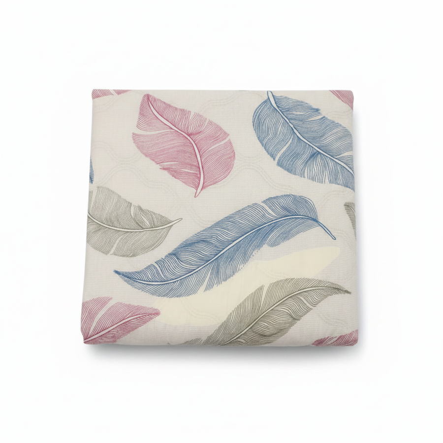 Feather print bedsheet studio shot