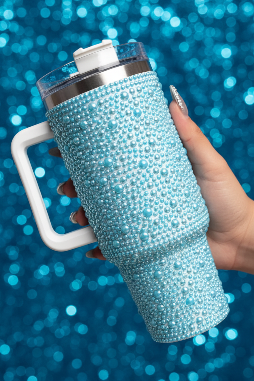 Sky Blue Pearl Tumbler - Glamour Lifestyle