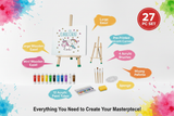 Simarr Artistry Easel Board 27-piece contents infographic