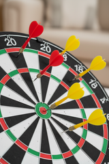 3 in 1 Dart Game Senior - detail close-up of dartboard and darts