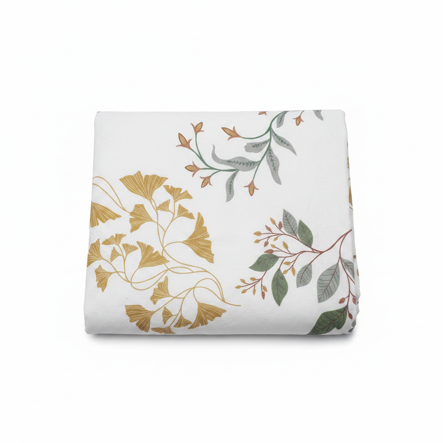 Botanical ginkgo bedsheet studio shot