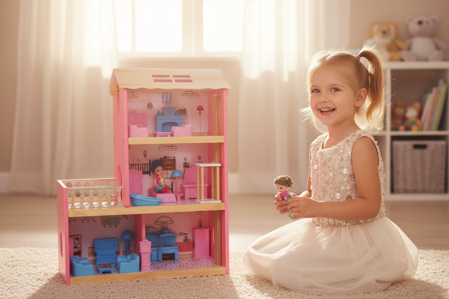 Princess Doll House - lifestyle shot with child playing