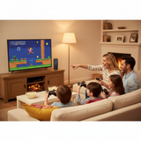 Family enjoying retro games with Game Stick Lite