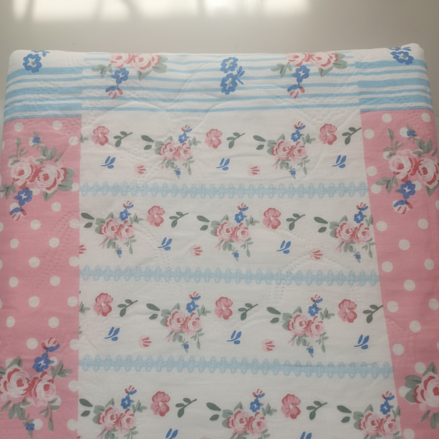 Floral striped bedsheet close-up pattern detail