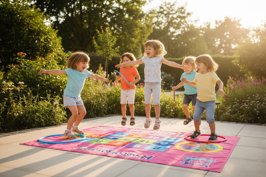 Hopscotch Senior - lifestyle shot with children playing