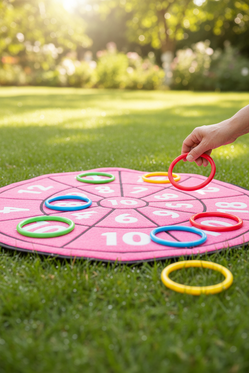 Hopscotch Senior - detail close-up of mat and ring toss