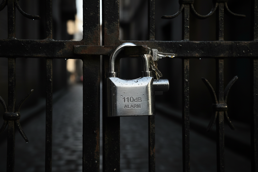 110dB Alarm Padlock - Lifestyle on Gate