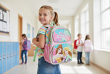 Girl wearing Disney Princess school bag lifestyle photo