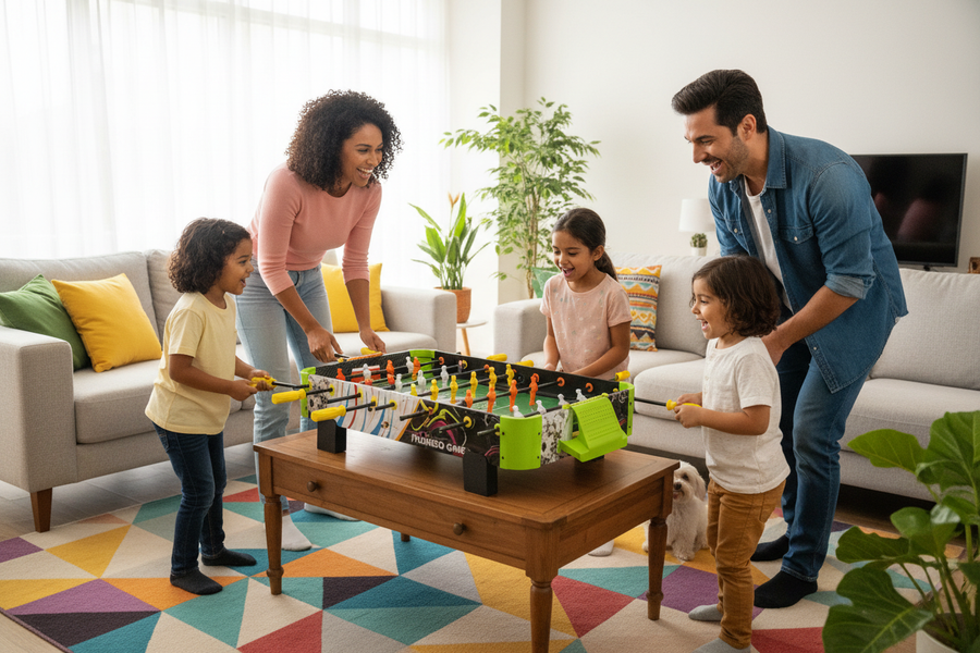 Play Zing Jumbo Foosball lifestyle family playing shot