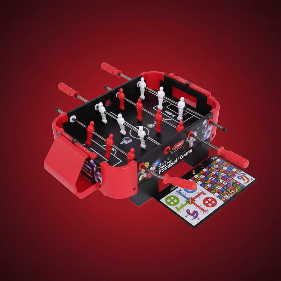 Simarr 3 in 1 Table Top Foosball Game Small top-down flat lay hero shot